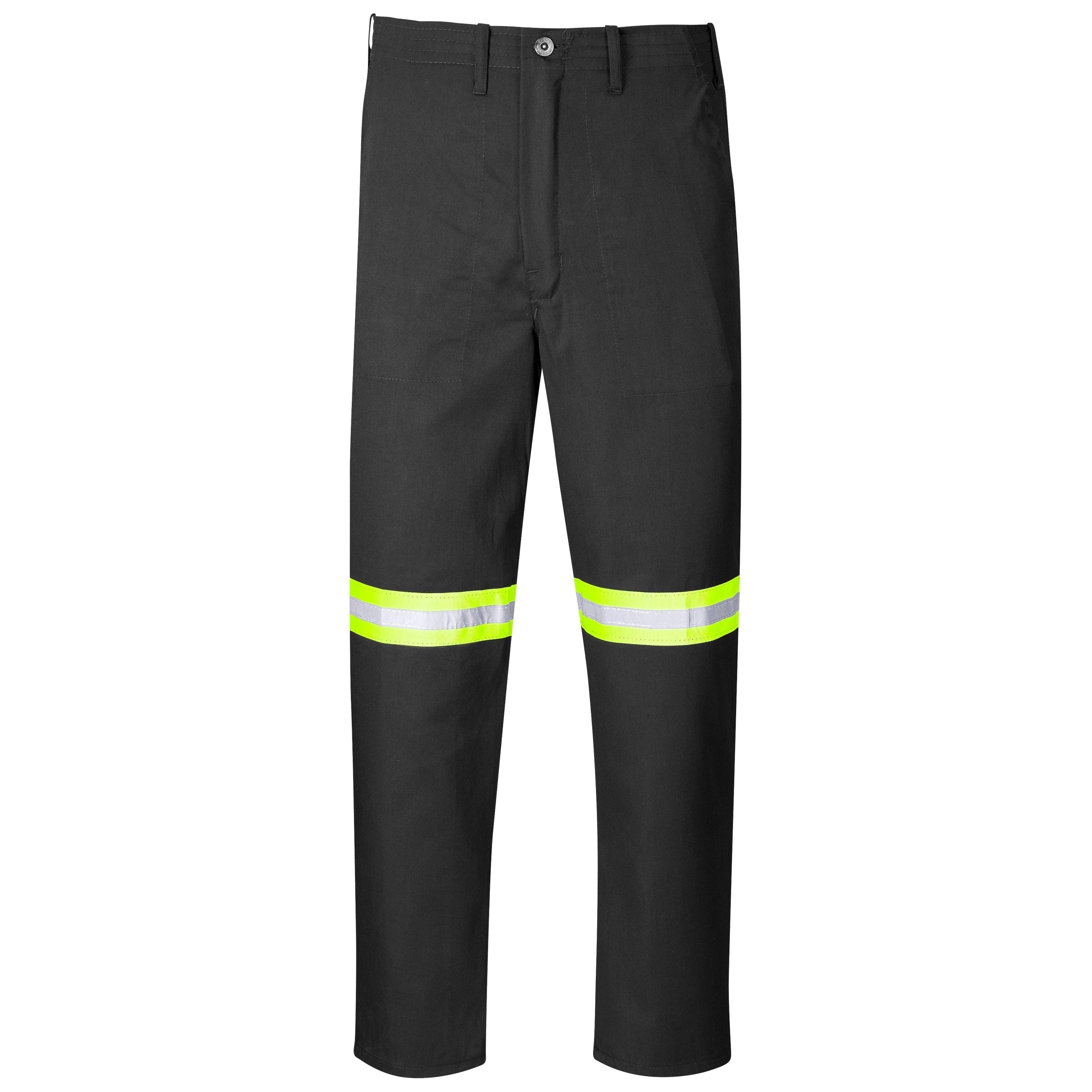 Trade Polycotton Pants - Reflective Legs - Yellow Tape-28-Black-BL