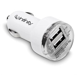 Voyage Dual Usb Car Charger-Solid White-SW