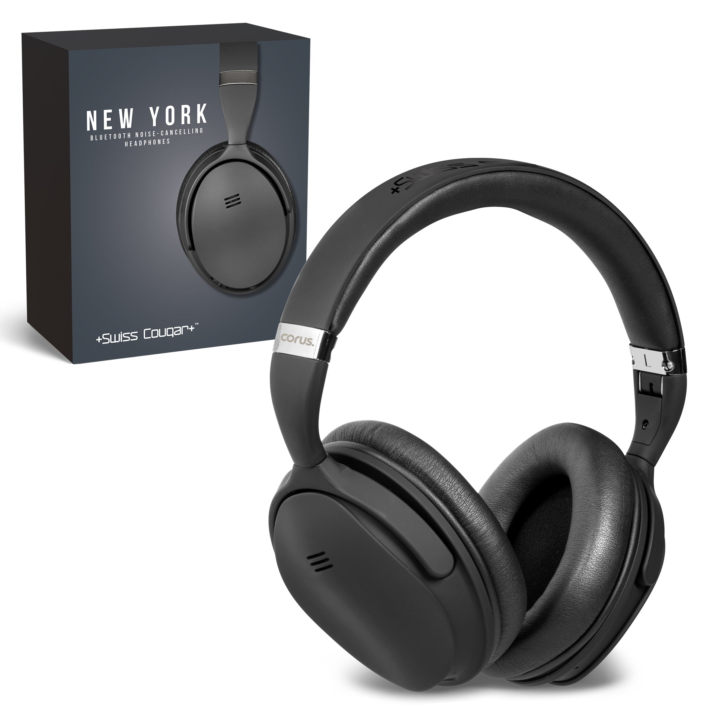 Swiss Cougar New York Bluetooth Headphones-Black-BL