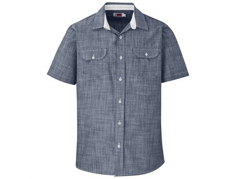 Mens Short Sleeve Windsor Shirt - Grey