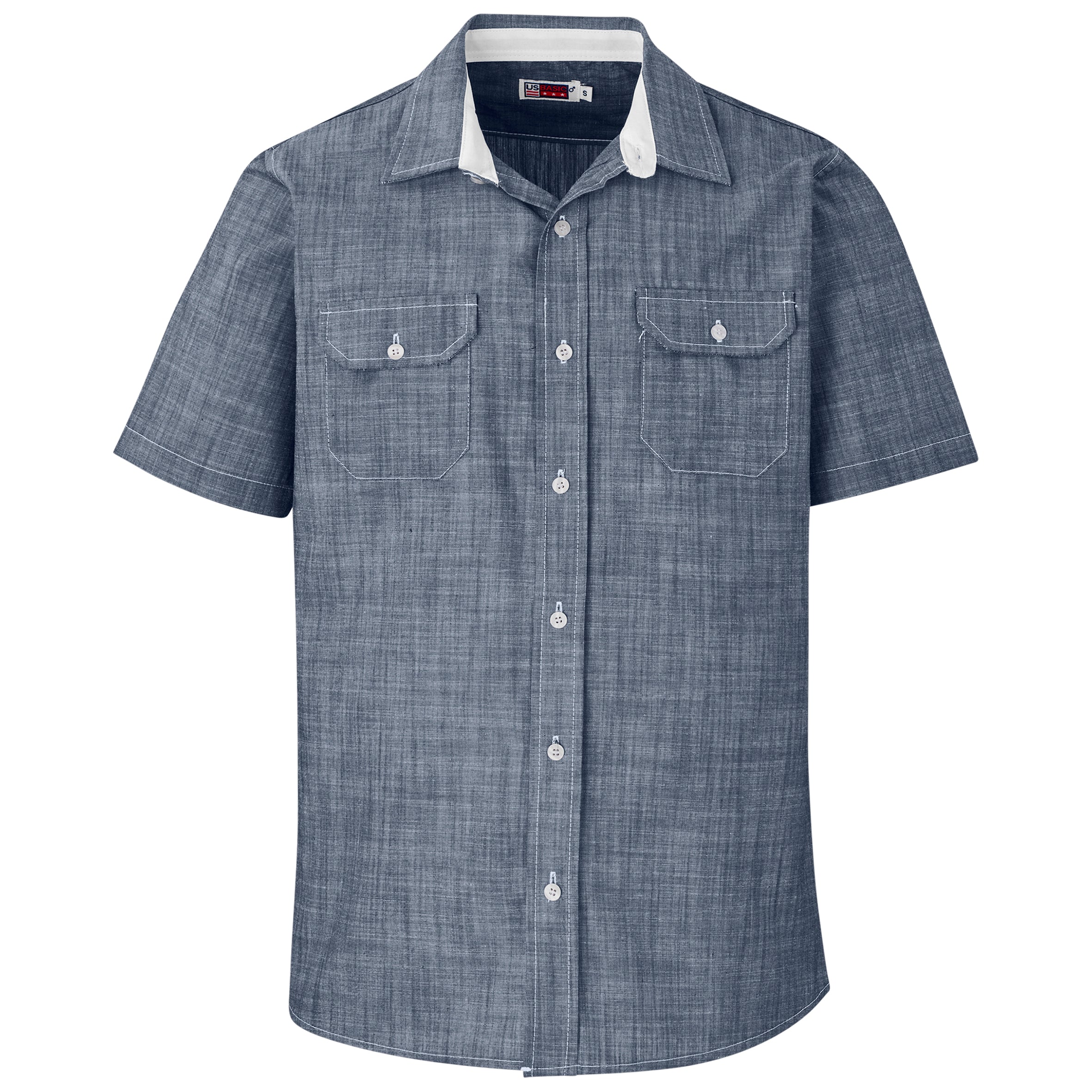 Mens Short Sleeve Windsor Shirt - Grey