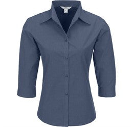 Ladies 3/4 Sleeve Micro Check Shirt-