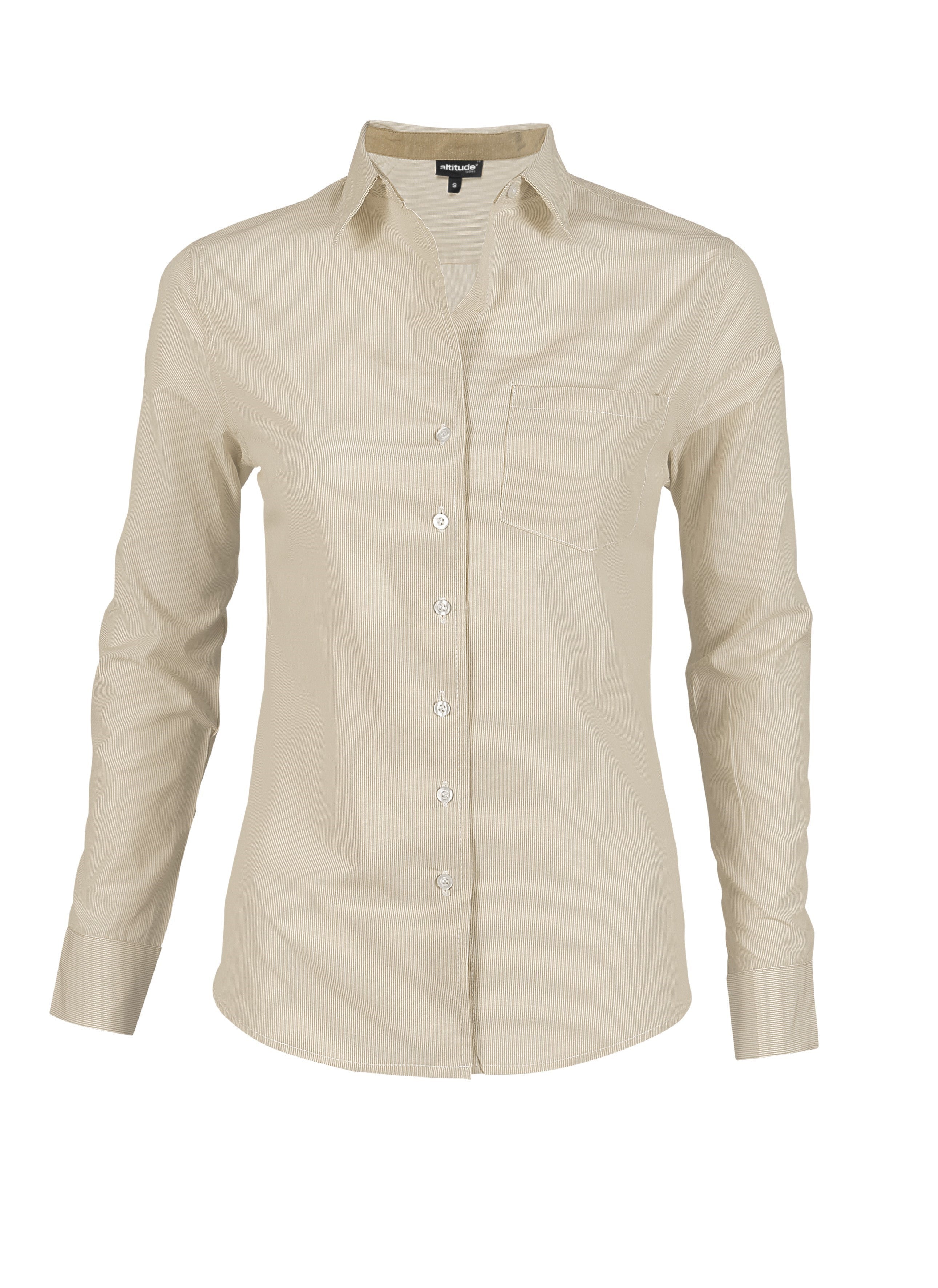 Ladies Long Sleeve Lisbon Shirt - Stone Only-