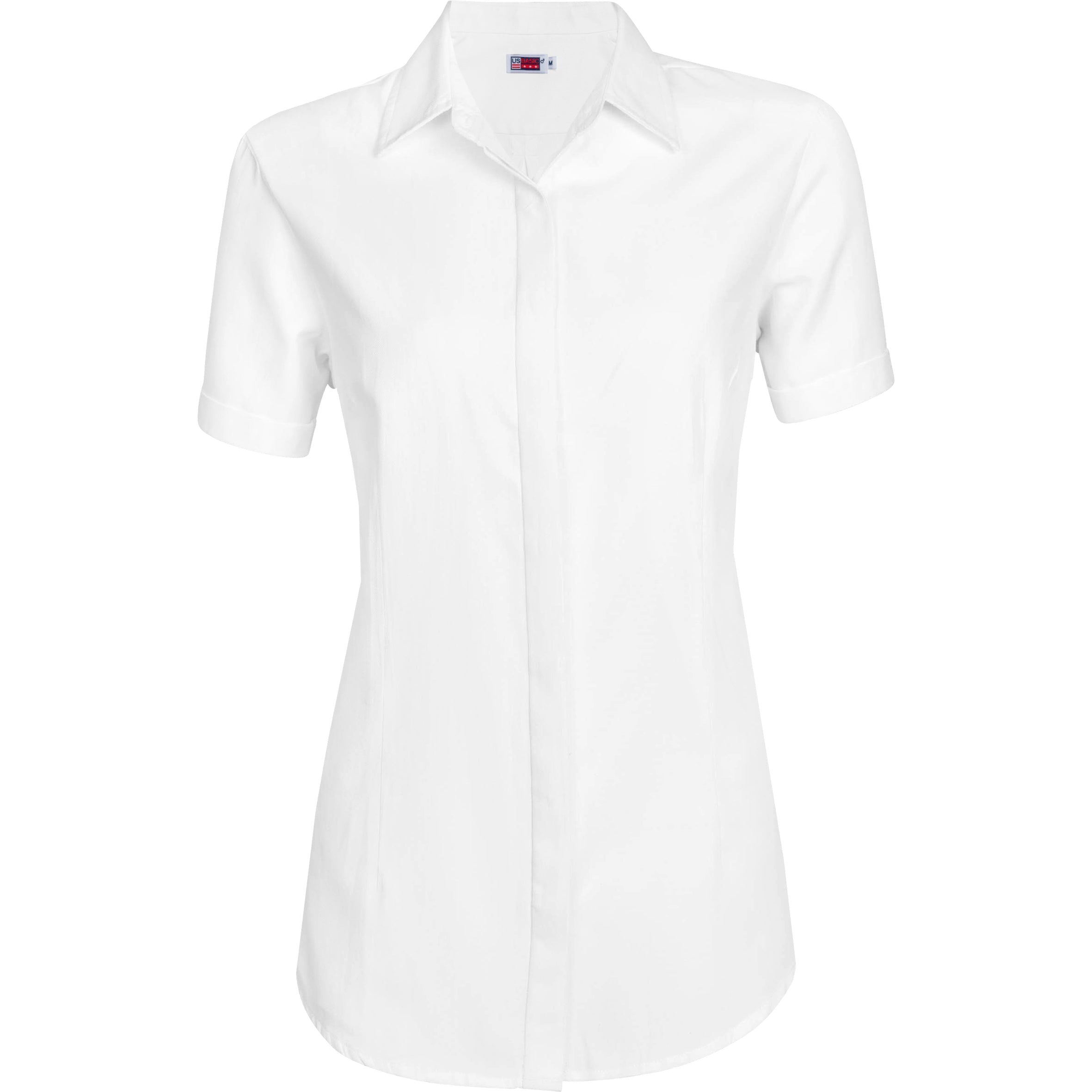 Ladies Short Sleeve Wallstreet Shirt - Blue Only-L-White-W